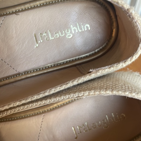 J. McLaughlin Cream Brown Canvas Leather Redding Cap Slip On Espadrille E385 - Picture 16 of 16